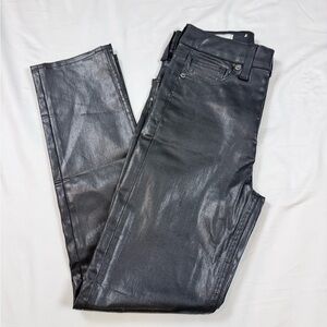 GAP NWOT Vintage Slim Sky High Black Foil Coated Jeans 25/0 RockerChic Gothgirl